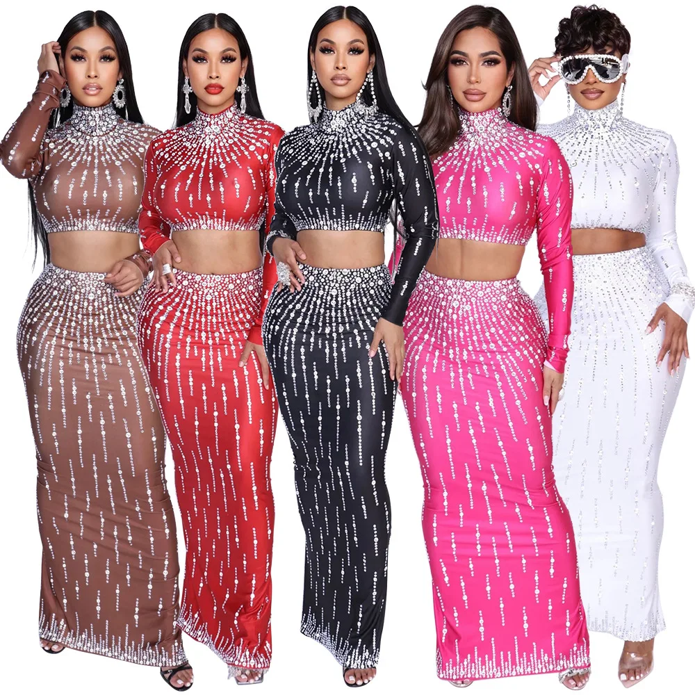 女性セットストリート長袖プリントクロップトップス + ハイウ - Crop Top Crochet のレビューと価格
