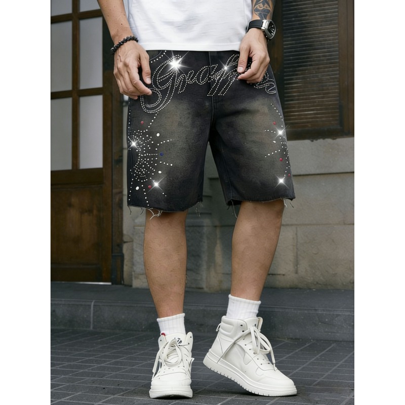 アメリカンストリートウェア メンズ ノンストレッチデニムショ - Shorts Denim Frayed のレビューと価格