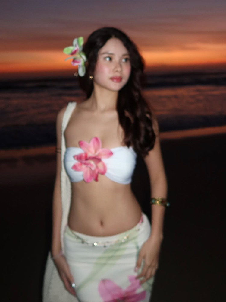 Nibber Pretty 女性 2 点セット 3D 花バン - Romper Floral Print のレビューと価格