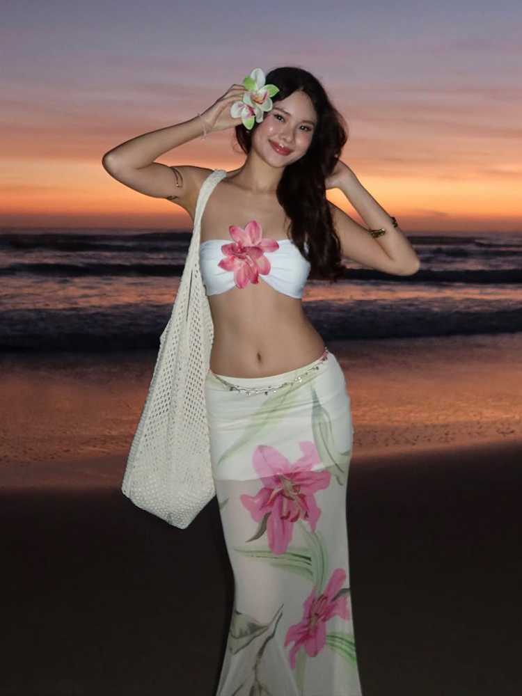 Nibber Pretty 女性 2 点セット 3D 花バン - Romper Floral Print のレビューと価格
