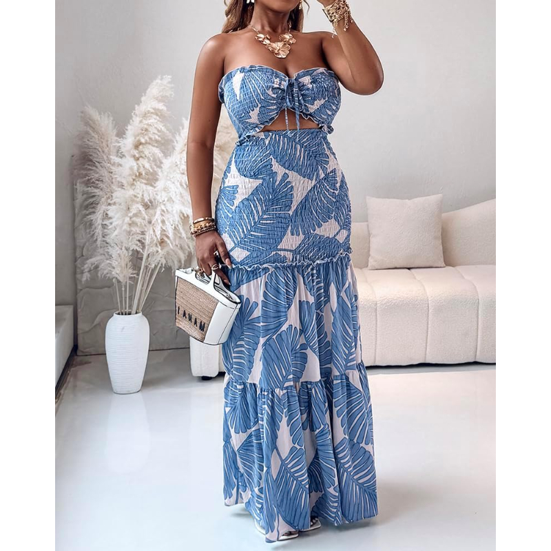 CHICME 花柄バケーションドレス ホルターネック タイ付 - Maxi Dress Halter のレビューと価格